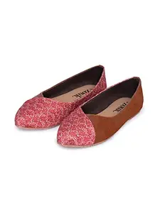 ZOUK Women's Jute Handcrafted Shimla Freesia Bellies Red - 38