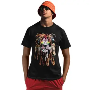 Lion Graphic Printed T-Shirt (Large) Black