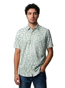 BULLMER Trendy Regular Fit Cotton Blend Printed Casual Half Sleeve Shirt for Men | Stylish Mens Casual Shirts | Shirts for Men