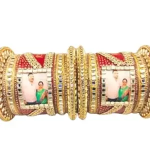 Stylish Plastic Round Chuda with Latkan Gold plated Rajwadi Style Bridal Bangles Set For Girls And Women Elegant Plastic Base Jewelry Bangles-AF0016 2.6