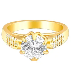 GIVA 925 Silver Golden Solitaire Beauty Ring,Fixed Size,Indian - 12, US - 6 | Gifts for Women and Girls | With Certificate of Authenticity and 925 Stamp | 6 Months Warranty*