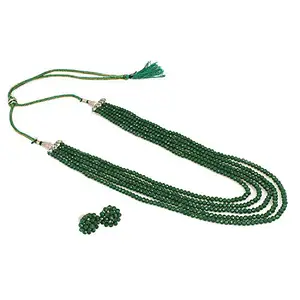 MANBHAR GROUP - Crystal Stone Beads 5 Layer Necklace Set Dark Green Color 16 Inch Long For Women and Girl Necklace Fashion Jewellery (Same as Shown in Image)