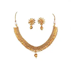 Shashwani Traditional Necklace Set in Copper Gold Plating-PID28765