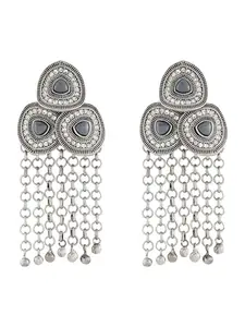 Teejh Mrinal Silver Grey Earrings