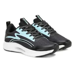 Aqualite JASMINE-101 Sports Shoes for Woman dailywear, Running Shoes for Woman Activewear Footwear, Idol for Walking, Jogging, Athletic Sports, Mesh, Lace-up, No Heel, Black Sky Blue Size 6