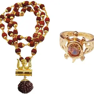 Brass Gold Jewellery Set (Pack of 1) SP-mahakal locket With kachua ring-01