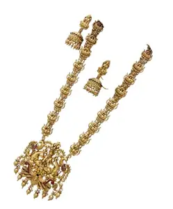 KGR Splash Gold Plated Lakshmi & Peacock Pendant With Lakshmi Chain Middle Aram