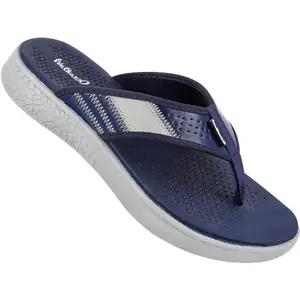WALKAROO Men's Navy Blue Grey Flip Flops(WC4238) 07 UK