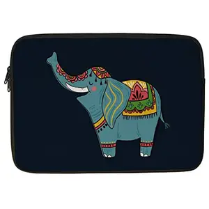 Crazyify Small Elephant Printed Laptop Sleeve/Laptop Case Cover/Laptop Bag (11 Inches) with Shockproof & Waterproof Linen On All Inner Sides | MacBook/Laptop Sleeve for Men & Women (11 Inches)