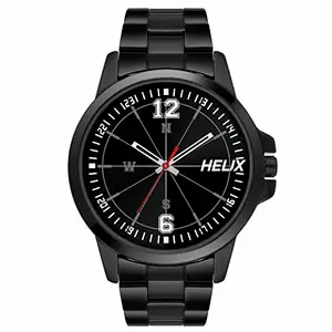 Helix by Timex Analog Watch for Man with Black Round Dial & Black Stainless Steel Bracelet Band Water Resistant Men's Wrist Watches - TW023HG27
