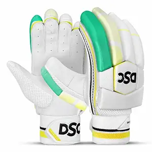 DSC Condor Rave Cricket Batting Gloves, Youth-Right (White-Green)