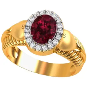 SIDHARTH GEMS 4.00 Carat Natural Ruby Manik Loose Gemstone Gold Plated Birthstone Astrology Rashi Ratan Adjustable Ring for Men & Women