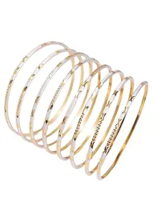 Zeraki Jewels Women's Traditional Gold Plated Samantha Bangle (Set of 8)