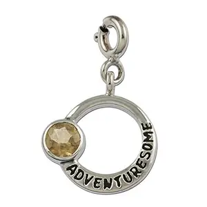 FOURSEVEN® Jewellery 925 Sterling Silver Adventuresome Gemini Zodiac Charm Pendant, Fits in Bracelets and Necklace with Citrine for Men and Women (Gifts for Him/Her)