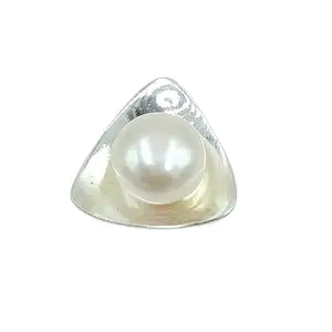 APEX 925 Sterling Silver Triangle Shaped with Pearl Adjustable Ring |Gifts for Girlfriend With Certificate of Authenticity and 925 Stamp | 1 Month Warranty*