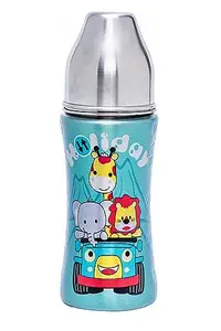 Adore Advanced Alpha 3 in 1 Printed Wideneck Stainless Steel Feeding Bottle- 250ml - Jeep
