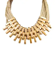 Yellow Chimes Latest Fashion Gold Plated Multilayer Thick Design Choker Necklace for Women and Girls, Medium