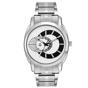 Wizard Times Men's Analog Wristwatch, Silver Stainless Steel Strap Silver & Black Dial, Water Resistant, Formal & Casual Wear, Gift Watch for Men (Silver-White)
