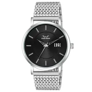LOUIS DEVIN Stainless Steel Chain Analog Wrist Watch for Men (Black Dial) | LD-GR092-BLK-CH