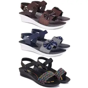 Trendy Open-Toe Sandals for Women – Soft Padded Footbed, Summer Wear | (COMBO-3)-1970-1972-1932-5