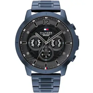 Tommy Hilfiger(トミーヒルフィガー) Tommy Hilfiger Blue Bracelet Grey Dial Men's Watch 1710493 (Big Dial)