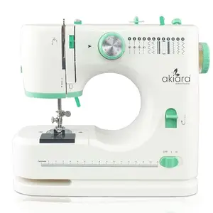 akiara - Makes life easy Akiara Silai Machine with 12 Stitch Patterns, Reverse Stitch, Zig Zag, Pico, Embroidery, Electric Sewing Machine for Home Tailoring with Automatic Thread Rewind (White & Green) - Ideal for Home Use
