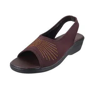 Walkway Women's Brown Leather Fashion Sandals-5 UK (38 EU) (33-410)