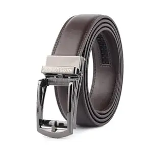HAYES LONDON Genuine Leather Belt for Men with Auto Lock Ratchet Buckle | No Hole Micro Adjustable Slide Lock Belt | Premium Casual & Office Wear Men’s Belt (Onesize)