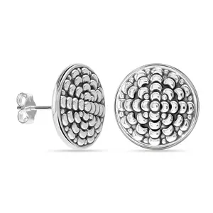LeCalla 925 Sterling Silver Stud Earrings for Women | BIS Hallmarked Vintage Round Filigree Stud Earrings | Antique Women's Earrings Jewelry Gifts 15MM