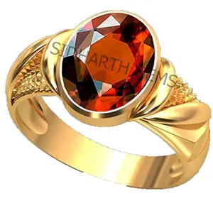 SIDHARTH GEMS 6.00 Ratti Gomed Adjustable Ring Rashi Ratna Loose Gemstone Gold Plated Ring for Men and Women