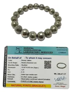 Divinity Healing Crystals Pyrite Stone Original Certified Stone Diamond Cut Unisex 10 mm Faceted Strechable Band Bracelet for Wealth Prosperity Good Luck and Success