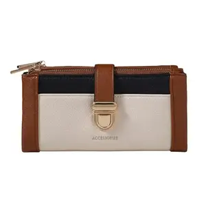 Accessorize London Women's Brown Colour Block Push Lock Wallet | Bags for Women | Ladies Purse Handbag