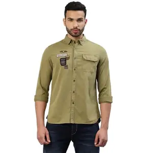 Royal Enfield MLG Twill Badge OD Shirt Olive (S) 39 CM