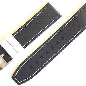 22mm Silicone Rubber Dual Colour Strap for Watch (White/Black Dots)