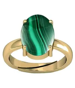 JEMSPRIME 3.25 Ratti 2.55 Carat A+ Quality Natural Malachite Gemstone Gold Plated Ring for Women's and Men's