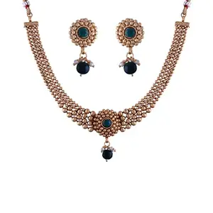 I Jewels Gold Plated Traditional Style Choker Necklace Jewellery Set for Women (MC101G)