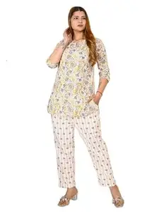 ROMAN HOME Cotton Printed Straight Short Length Kurti for Women, Top Dress for Ladies and Girls pak of i PIS.