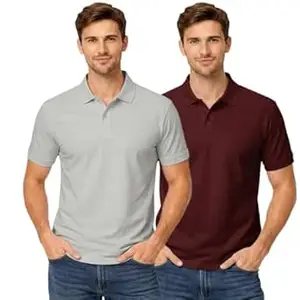 DIAZ Men’s Half Sleeve Polo T-Shirt | Half Sleeves Polo Neck T Shirt for Men | Half Sleeve Polo Tshirt | Regular Fit Solid Casual Wear Office Wear T-Shirt-Pack of 2