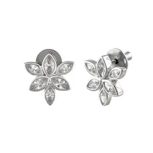 Voylla Valentine's Day 925 Sterling Silver Cz Cluster Petal Stud|Gift For Her|Valentines Gift For Her|