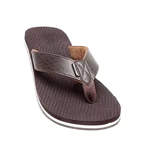SOLETHREADS EXTRA COMFORT | Super Soft | Comfort | Cushion | Bounce Back | Durable | Embosed footbed | Outdoor | Flip Flops for Men|UK 7|Brown