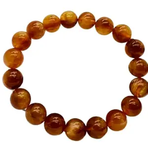 Lady Works natural andesine 10mm round shape smooth cut beads stretchable bracelet for men & women. unisex 8 inch stretchable bracelet for healing, meditation, prosperity, gift & luck|LW_BRST_09923_8.0