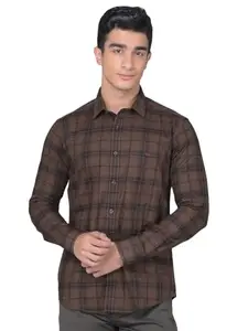 Crimsoune Club Men's Brown Checked Shirt(XXL)
