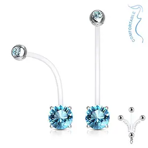 Via Mazzini Pregnancy Safe Crystal Belly Button Navel Ring for Women and Girls (BB0118) 1 Pc