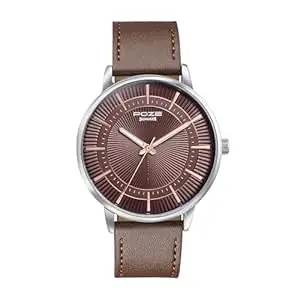 Sonata Poze 6 Strokes and Stroll Quartz Brown Round Dial Men's Watch | Leather Strap Material | Watches for Men Analog - SP70076SL01