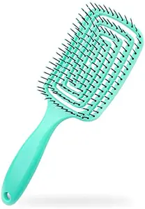 YANCI® Hair Brush, Curved Vented Detangling Hair Brushes for Women Men Kids, Professional Vent Styling Brush for Wet Dry Curly Thick Straight Hair Fast Blow Drying Brush (Green)