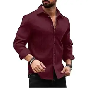 DEELMO Men's Regular Fit Button Down Dress Shirts Textured Long Sleeve Casual Hawaiian Shirt