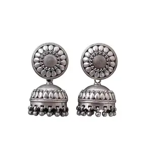 Shyle 925 Sterling Silver Dangle & Drop Earrings, Mizoya Intricate Versatile Jhumka, Well Stamped with 925,Traditional Oxidized Silver Jhumki Earrings, Gift for Her