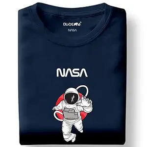 DUDEME X NASA Official Half Sleeve 100% Cotton 180 GSM T-Shirt (XX-Large, Navy)