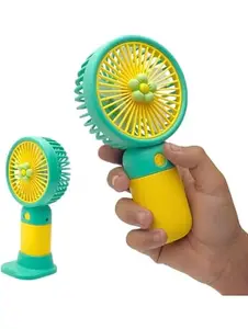 Portable Mini Fan, 3-Speed Rechargeable Battery, Desktop or Handheld, Pink, 5D x 9W x 18H cm