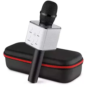 Nitya Trading™ Q7 Handheld Wireless Mike | Multi-Function Bluetooth Karaoke Singing Mic with Microphone Speaker for All Smart Phones (Black)
